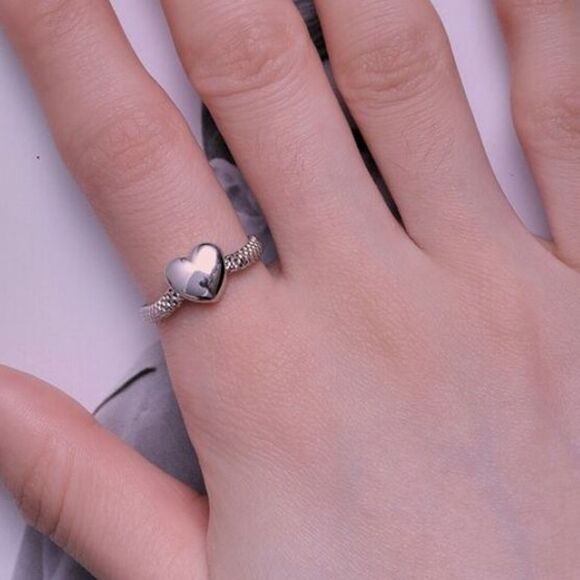 Sterling Silver Heart Ring Watchband Chain Band Size 6 to 6.25 - Picture 7 of 13